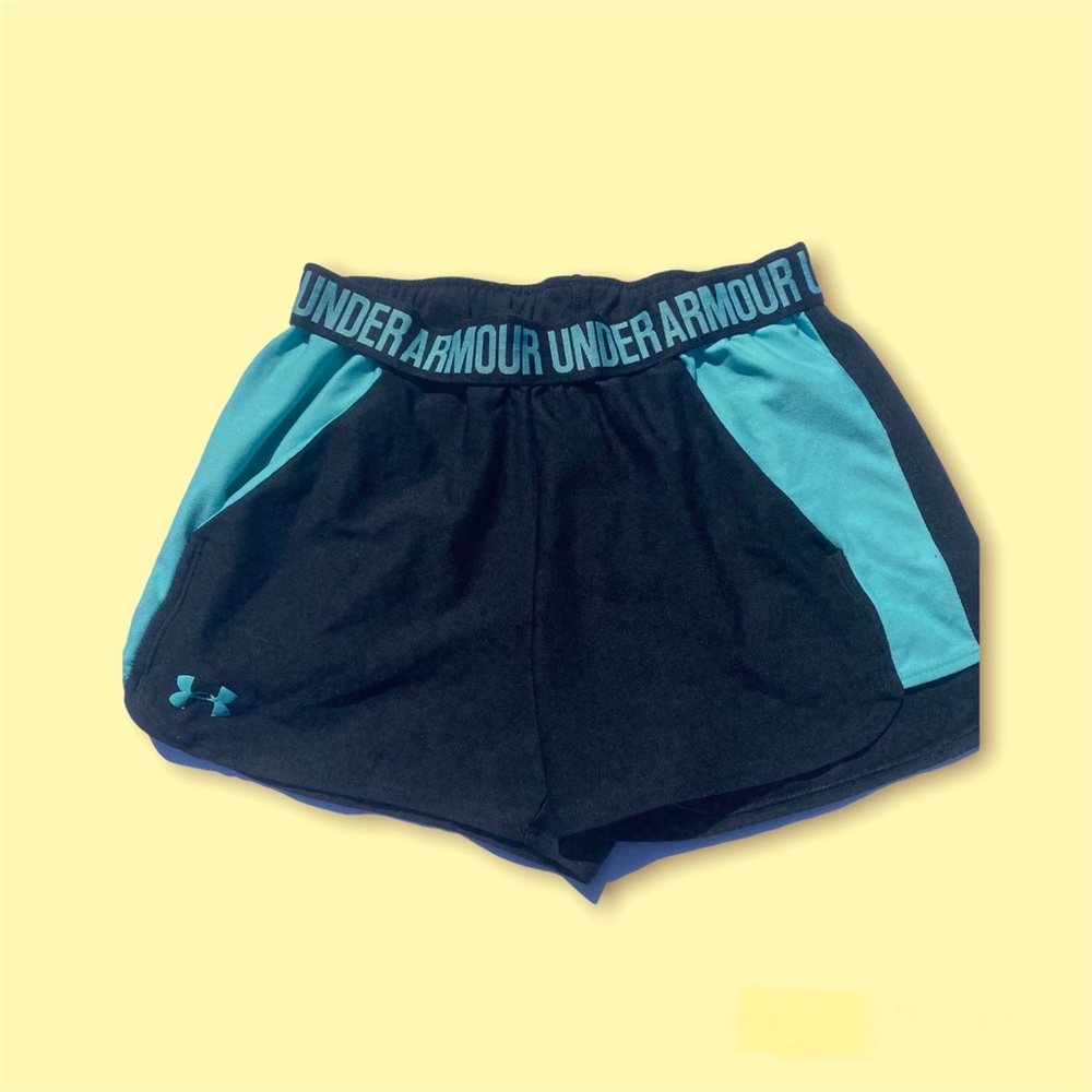 Teal and Black UA Shorts